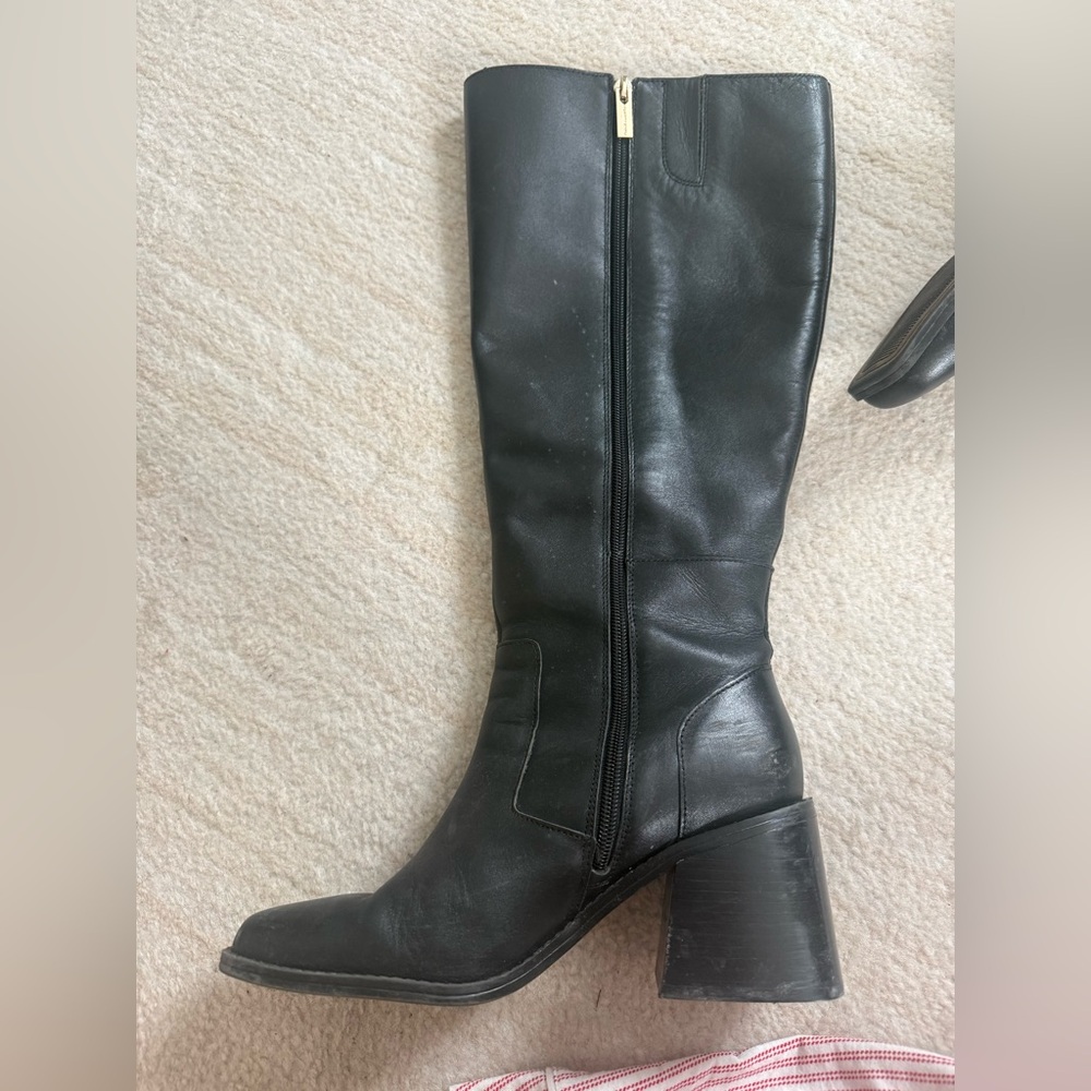 Vince Camuto Black Leather Knee-High Boots - Picture 5 of 5